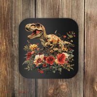 Trex Dinosaur Dino Floral Flower Coaster thumb 0