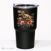 Trex Dinosaur Dino Floral Flower Tumbler thumb 0