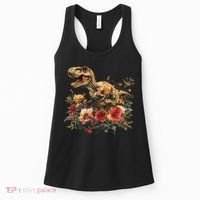 Trex Dinosaur Dino Floral Flower Women's Tank Top thumb 0