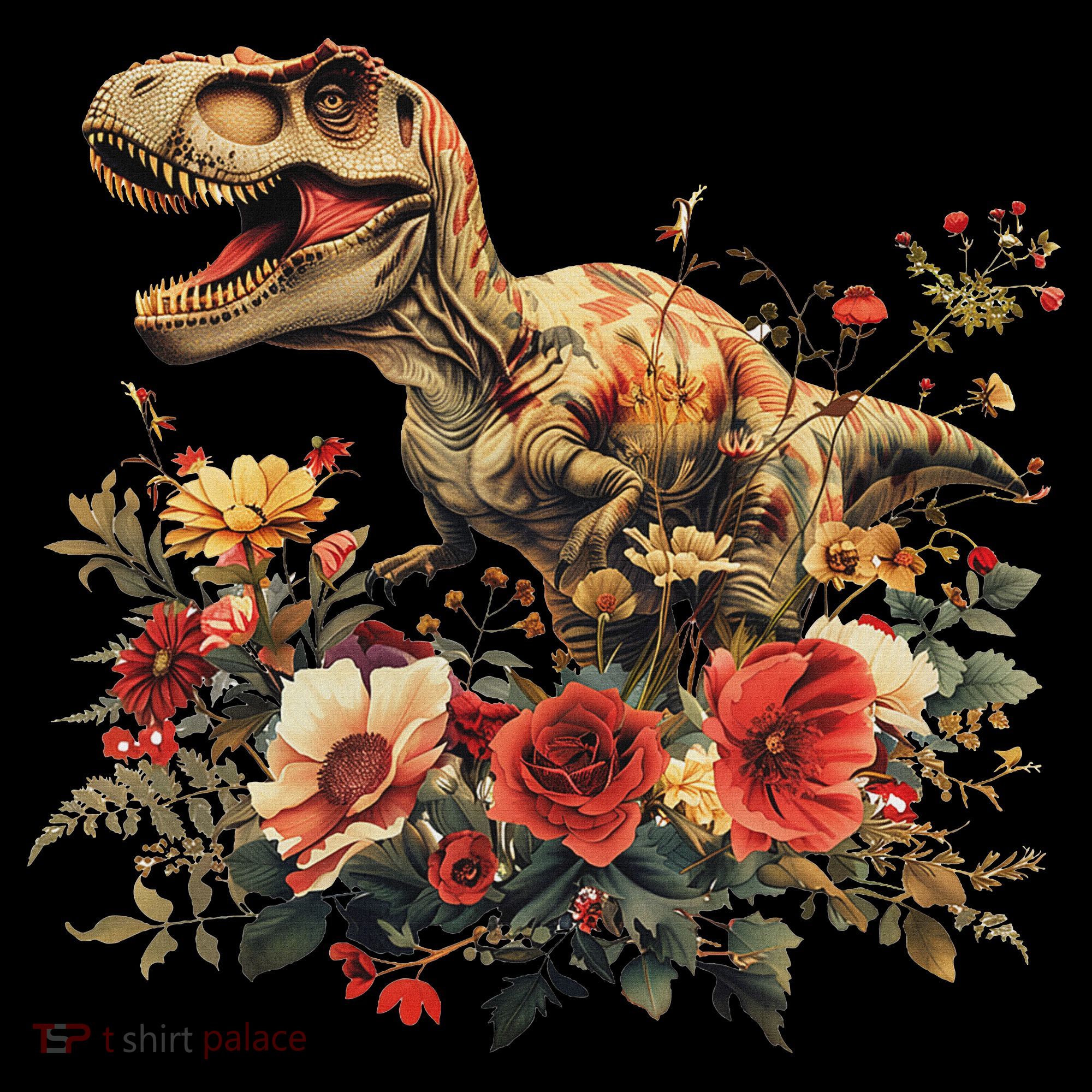 Trex Dinosaur Dino Floral Flower Baby Bodysuit
