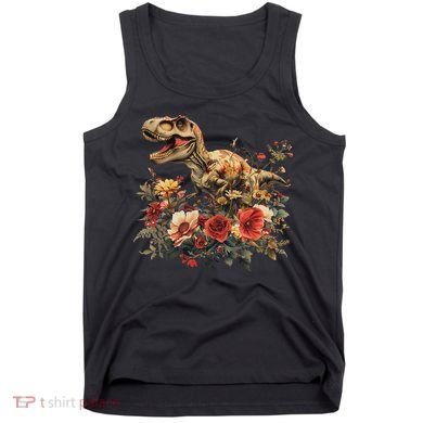 Trex Dinosaur Dino Floral Flower Tank Top