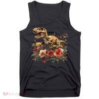 Trex Dinosaur Dino Floral Flower Tank Top thumb 0