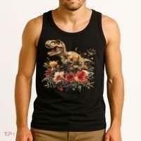 Trex Dinosaur Dino Floral Flower Tank Top thumb 3