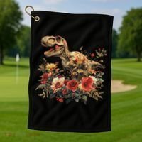 Trex Dinosaur Dino Floral Flower Golf Towel thumb 1