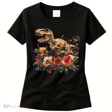 Trex Dinosaur Dino Floral Flower Women's T-Shirt