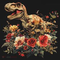 Trex Dinosaur Dino Floral Flower Women's T-Shirt thumb 6