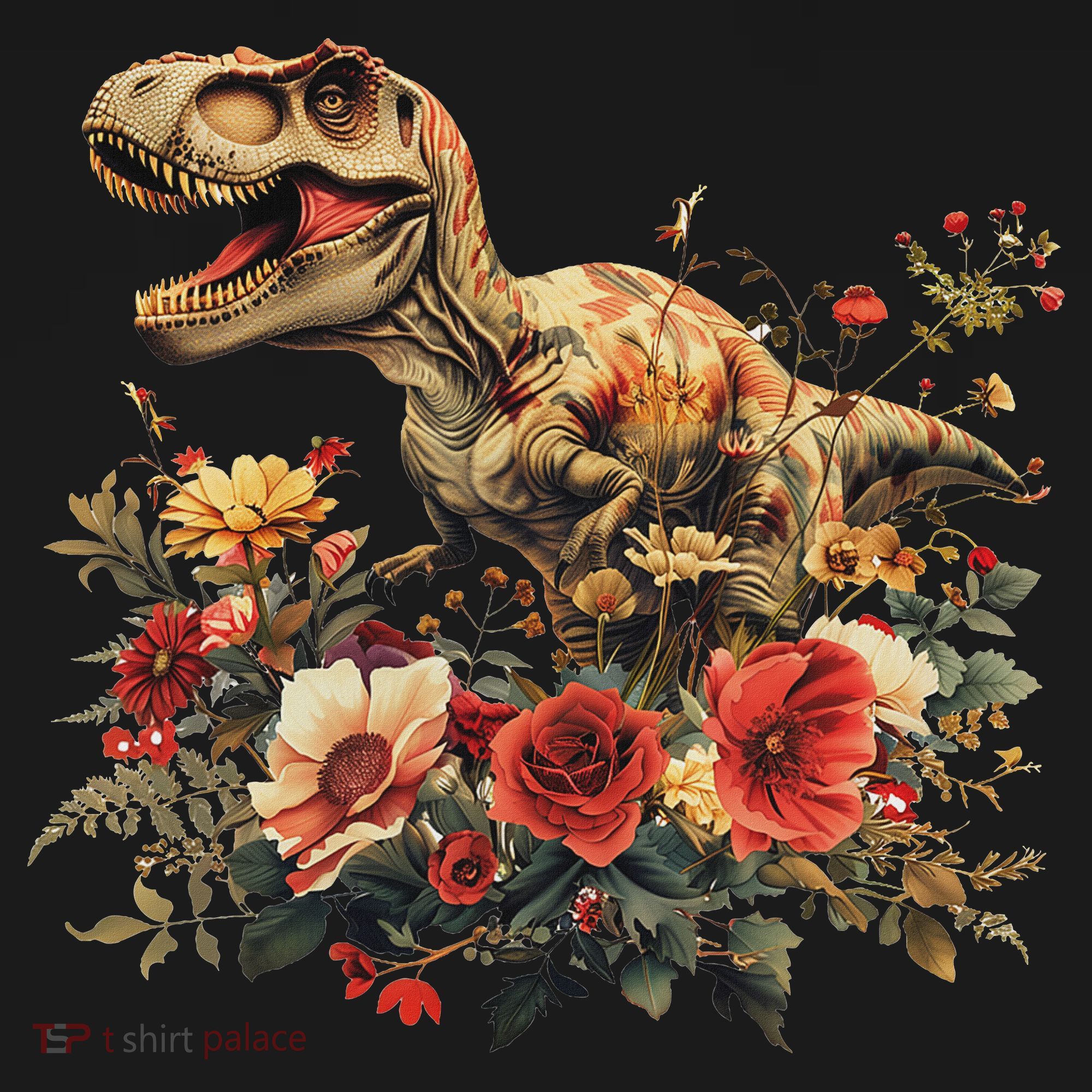 Trex Dinosaur Dino Floral Flower Women's T-Shirt
