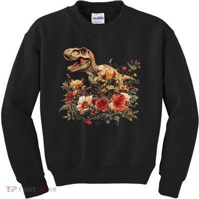 Trex Dinosaur Dino Floral Flower Kids Sweatshirt