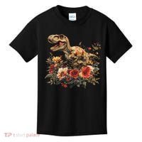 Trex Dinosaur Dino Floral Flower Kids T-Shirt thumb 0