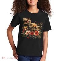Trex Dinosaur Dino Floral Flower Kids T-Shirt thumb 2