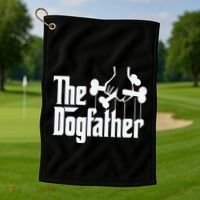 The Dogfather Dog Dad Fathers Day Gift Dog Lover Golf Towel thumb 1