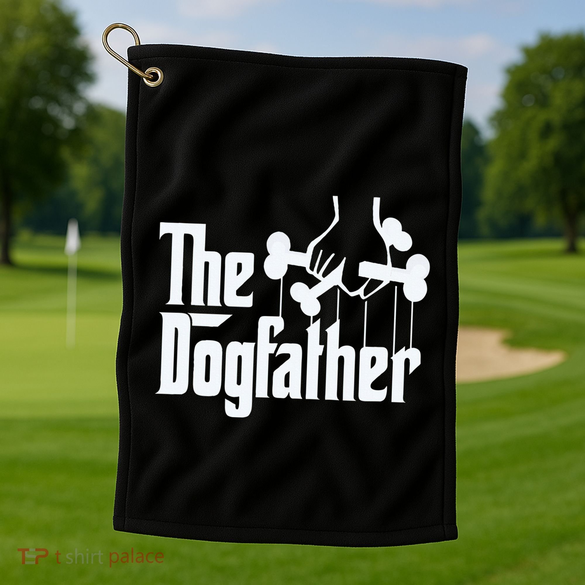 The Dogfather Dog Dad Fathers Day Gift Dog Lover Golf Towel