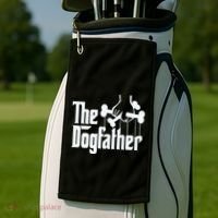 The Dogfather Dog Dad Fathers Day Gift Dog Lover Golf Towel thumb 2