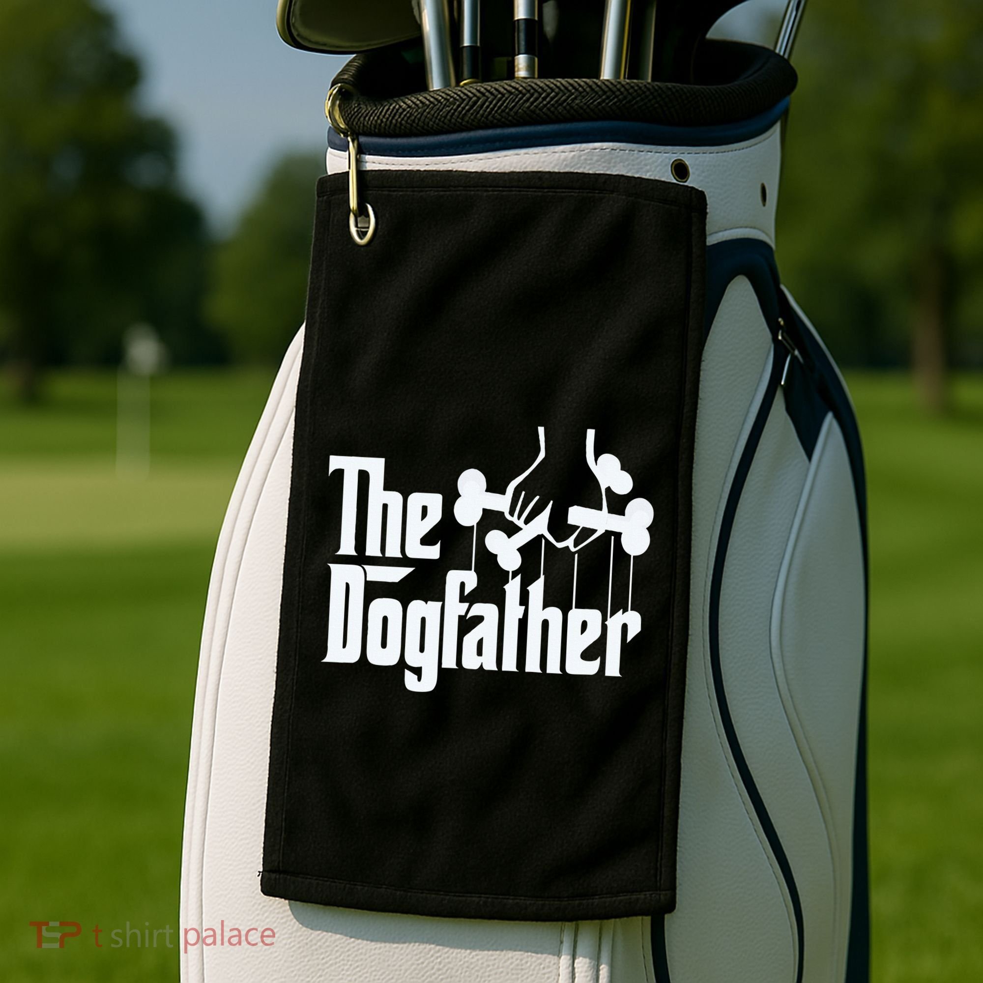 The Dogfather Dog Dad Fathers Day Gift Dog Lover Golf Towel