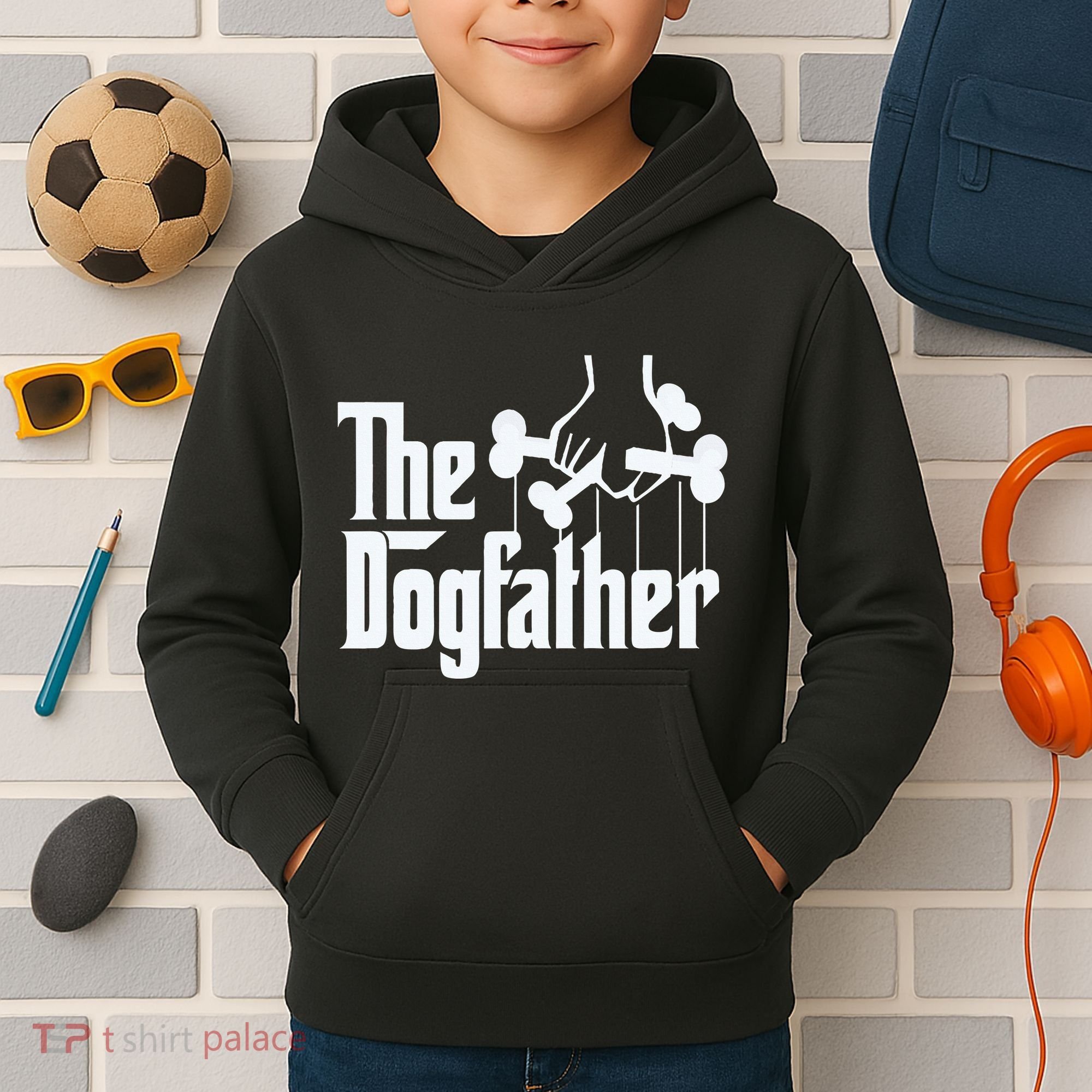 The Dogfather Dog Dad Fathers Day Gift Dog Lover Kids Hoodie