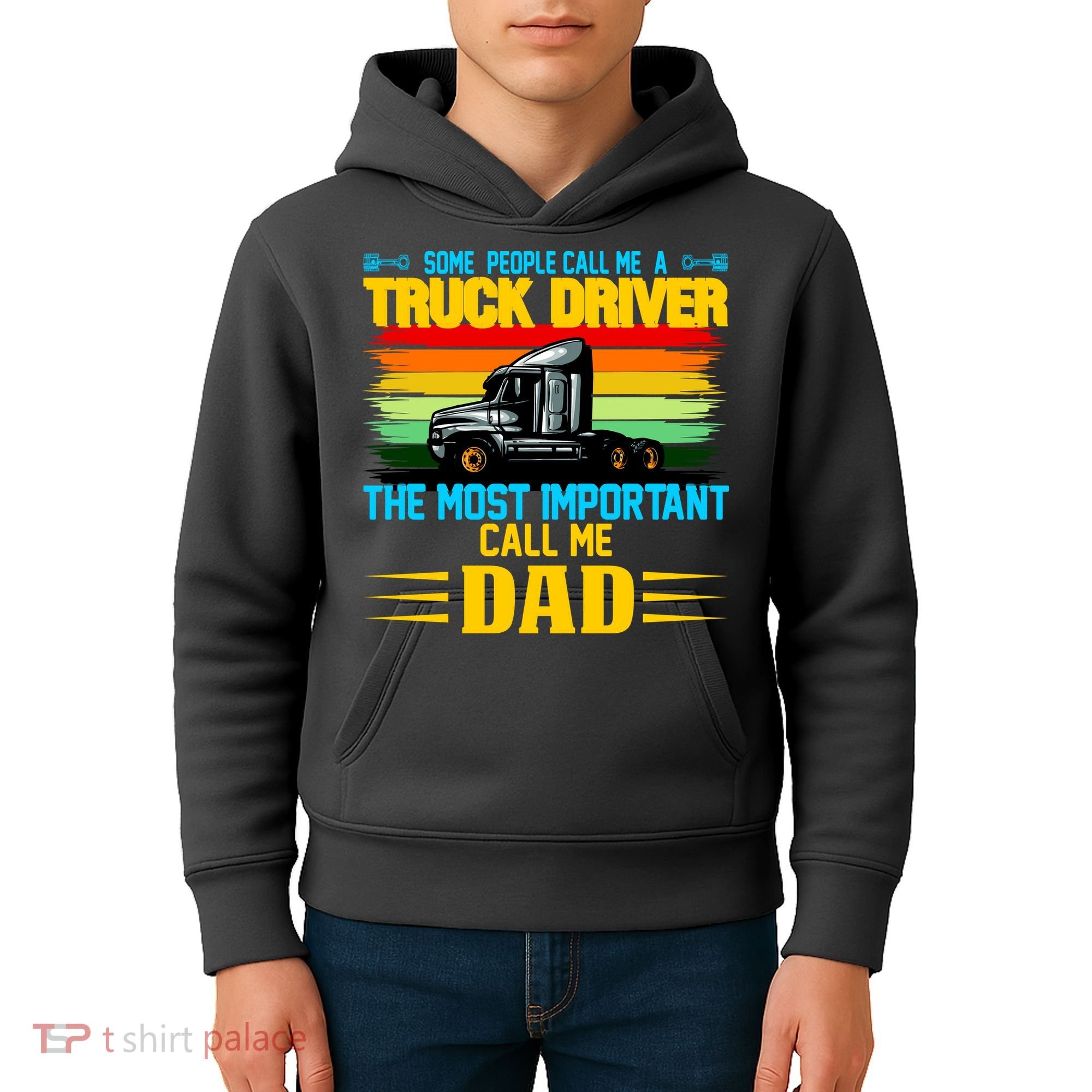 Truck Driver Dad Gift Kids Hoodie