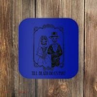 Till Death Do Us Part Skeleton Wedding Couple Valentines Day Coaster thumb 0