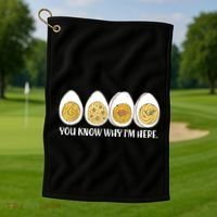 Thanksgiving Dinner Deviled Egg You Know Why Im Here Golf Towel thumb 1