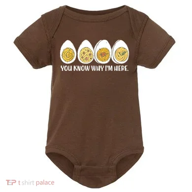 Thanksgiving Dinner Deviled Egg You Know Why Im Here Baby Bodysuit