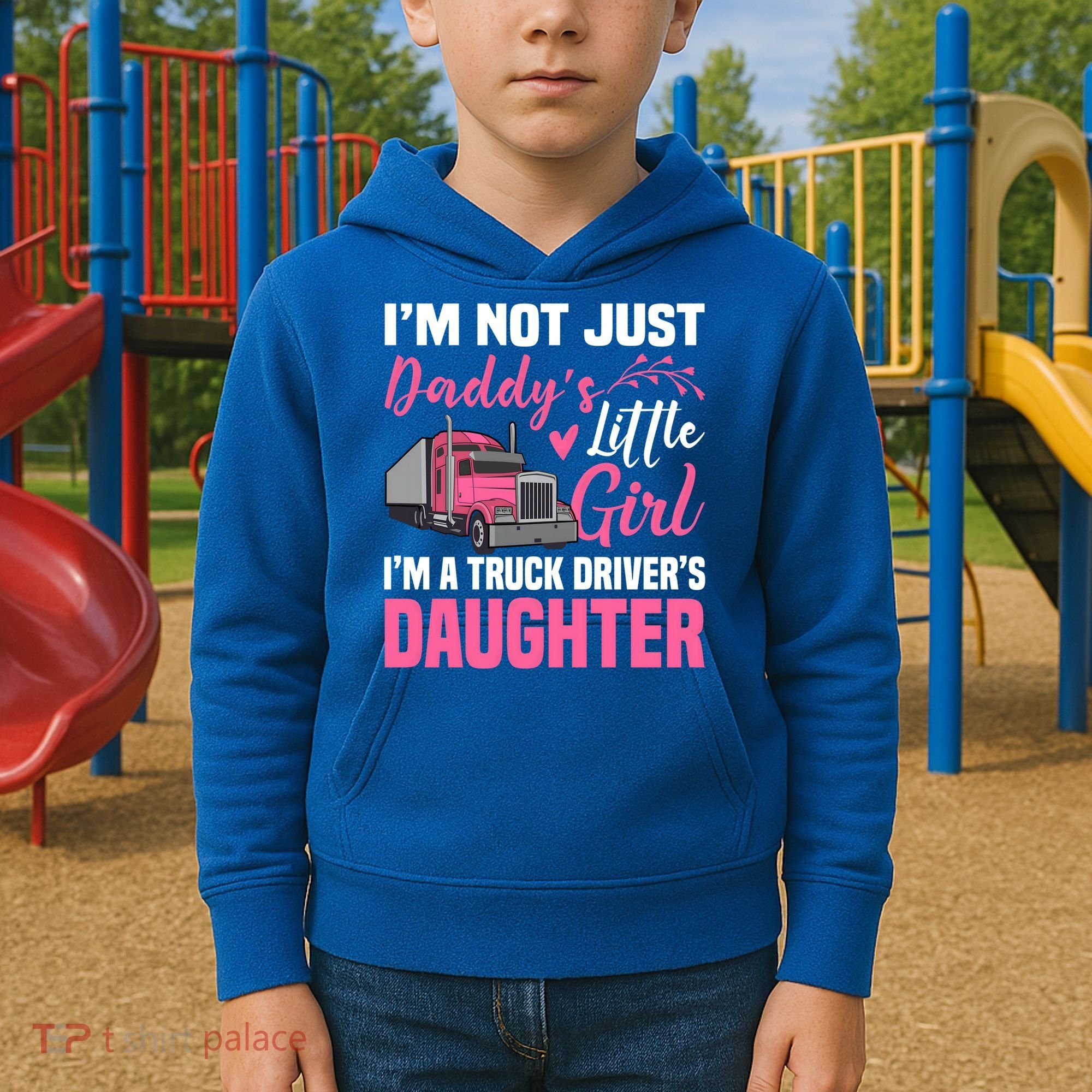 Truck Driver Daughter Cute Of Trucker Daddy Great Gift Kids Hoodie