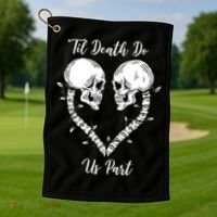Til Death Do Us Part Skeleton Heart Golf Towel thumb 1