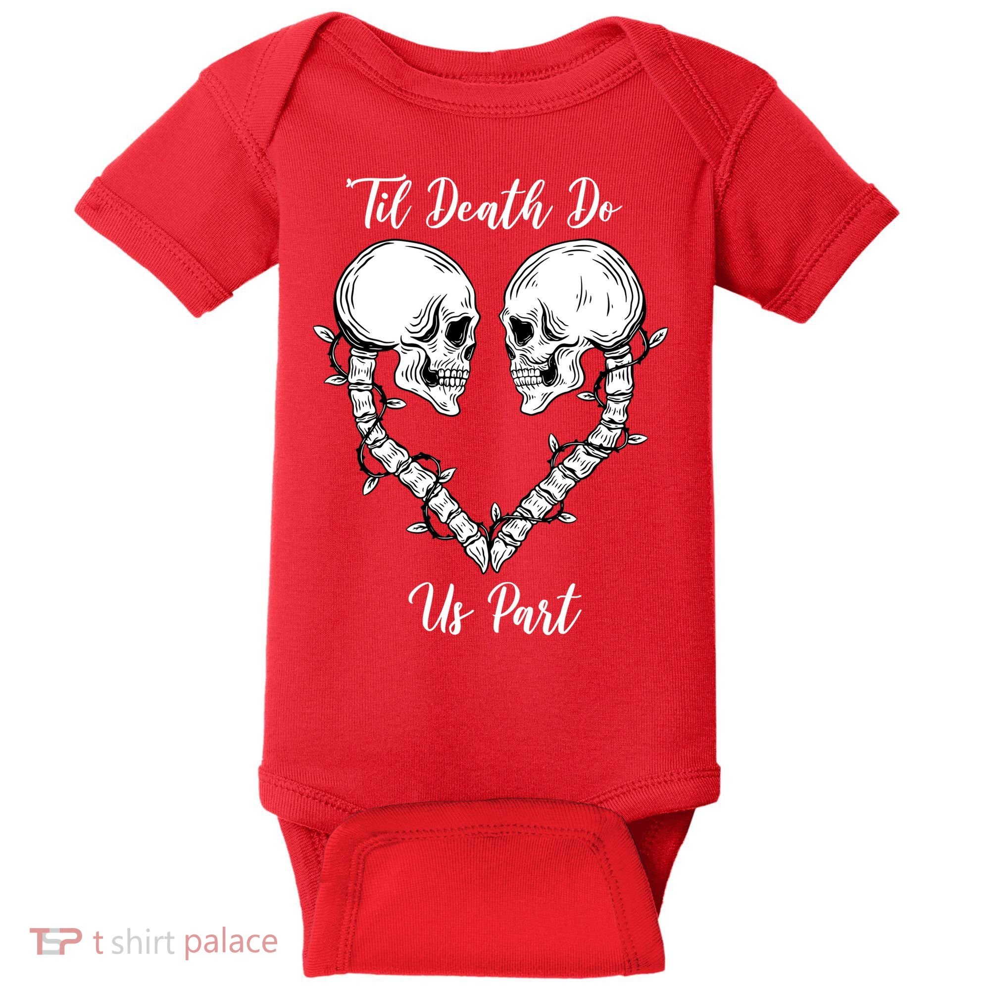 Til Death Do Us Part Skeleton Heart Baby Bodysuit