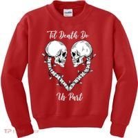Til Death Do Us Part Skeleton Heart Kids Sweatshirt thumb 0