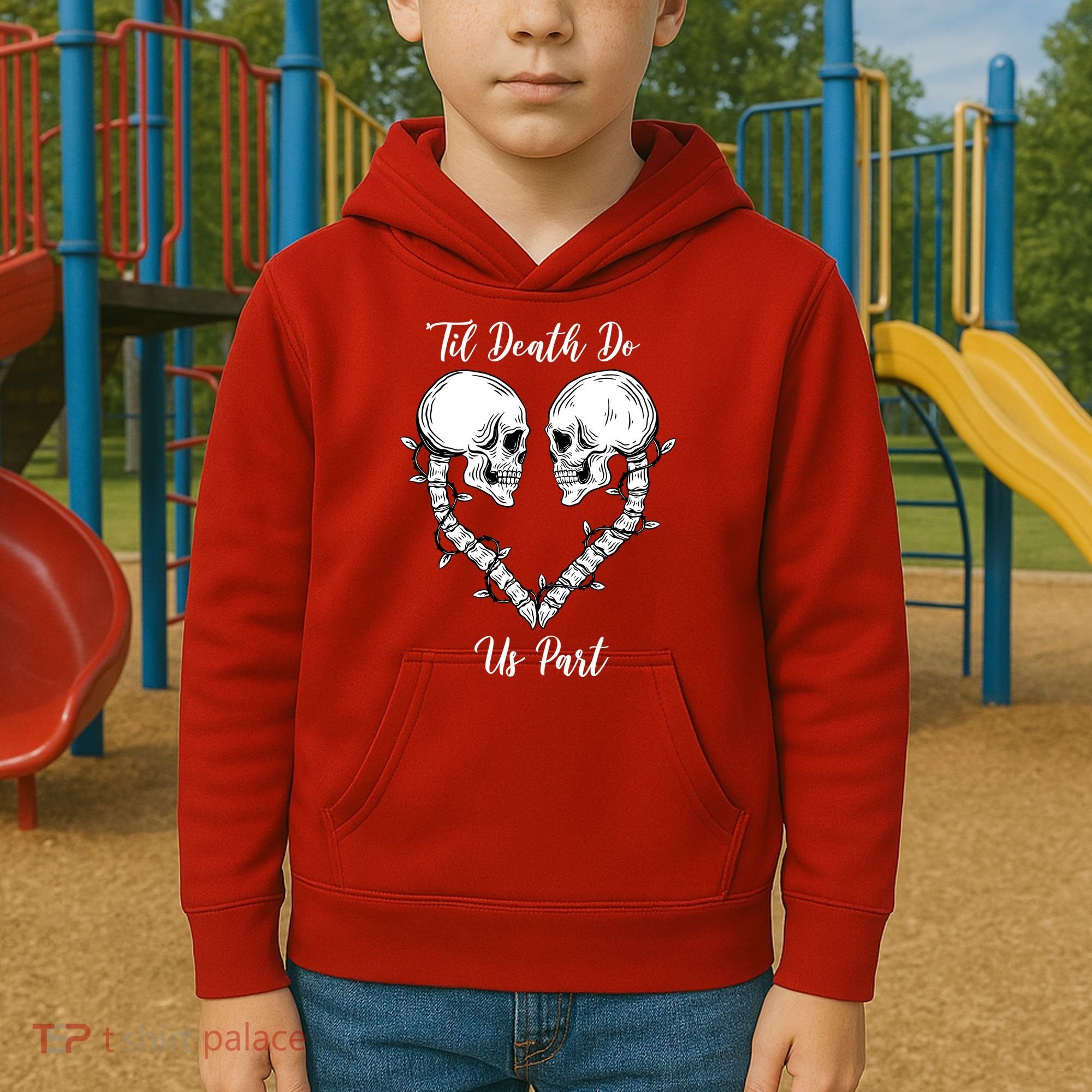 Til Death Do Us Part Skeleton Heart Kids Hoodie
