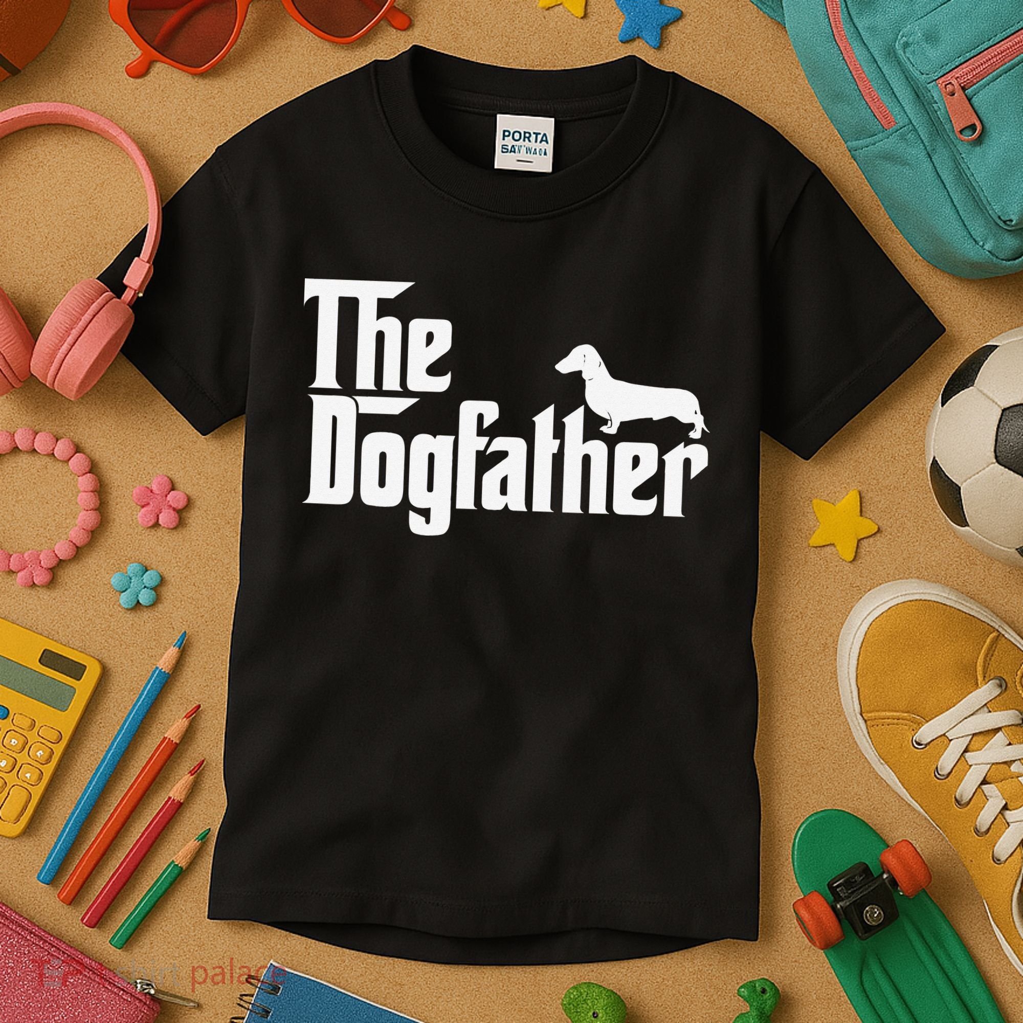 The Dogfather Dachshund Father Funny Dog Lover Kids T-Shirt