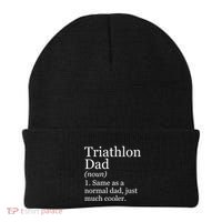 Triathlon Dad Definition Funny Sarcastic Sports Gift Beanie thumb 0