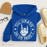 Til Death Do Us Party Skeleton Hand Gothic Bachelorette Cool Gift Hoodie thumb 4