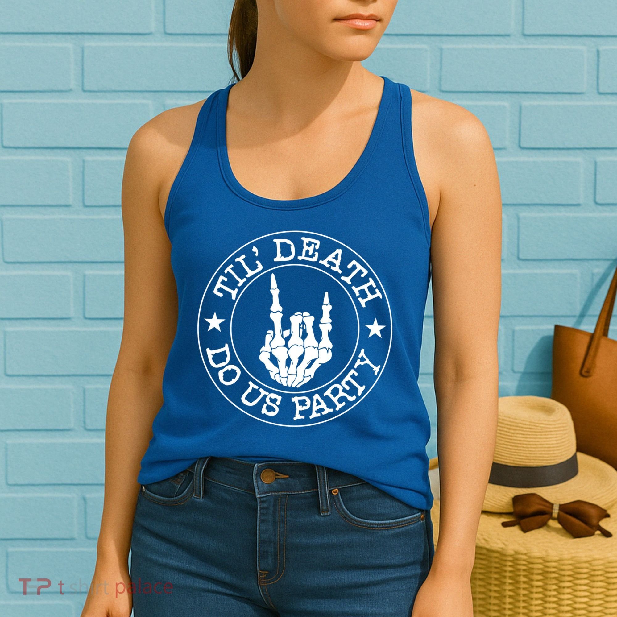 Til Death Do Us Party Skeleton Hand Gothic Bachelorette Cool Gift Women's Tank Top