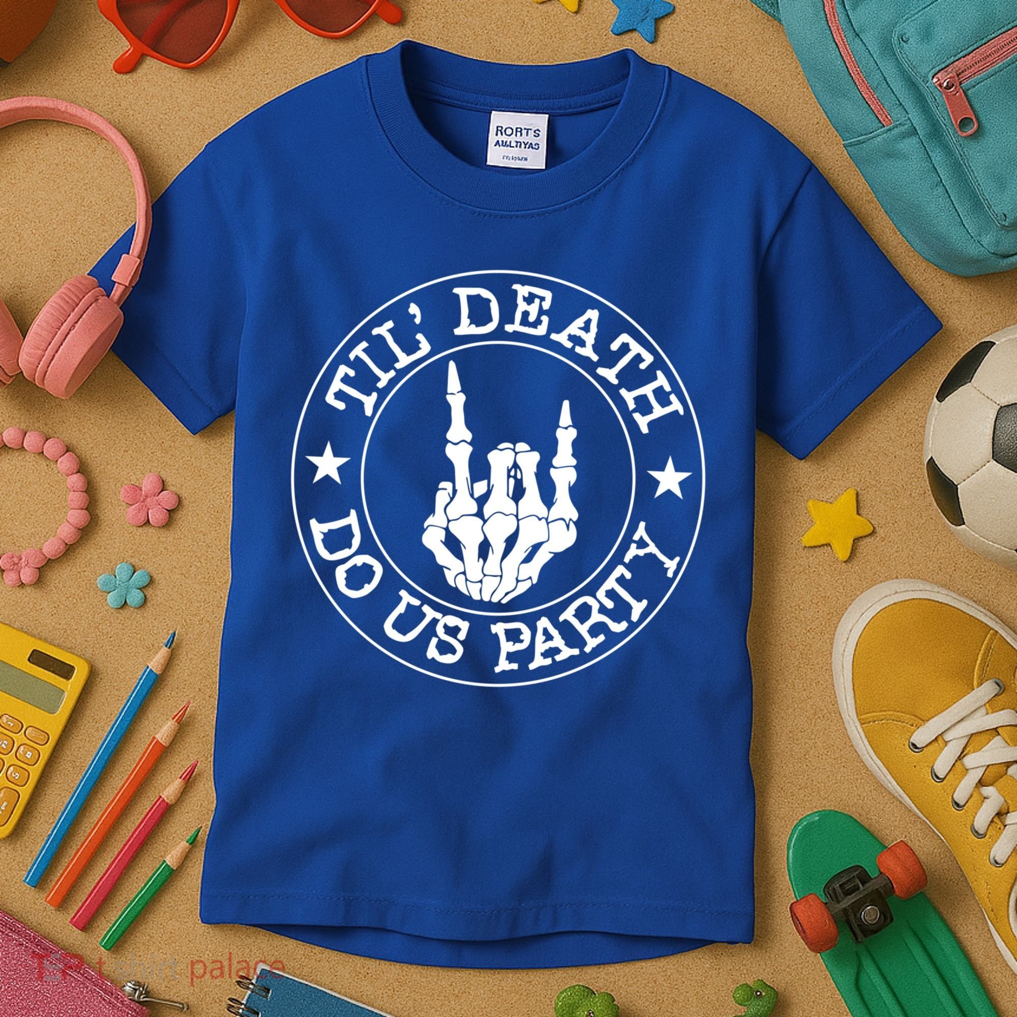 Til Death Do Us Party Skeleton Hand Gothic Bachelorette Cool Gift Kids T-Shirt