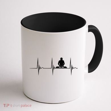 Turntable Dj Dance Music Heartbeat Ekg Pulse Dj Techno Gift Coffee Mug back