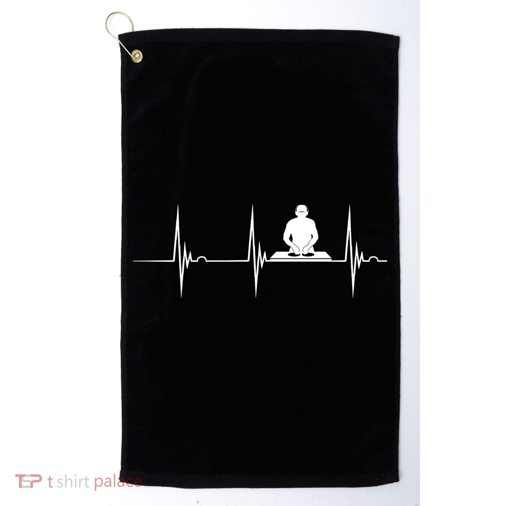 Turntable Dj Dance Music Heartbeat Ekg Pulse Dj Techno Gift Golf Towel
