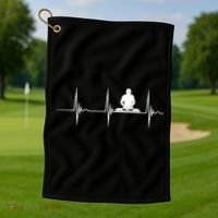 Turntable Dj Dance Music Heartbeat Ekg Pulse Dj Techno Gift Golf Towel thumb 1