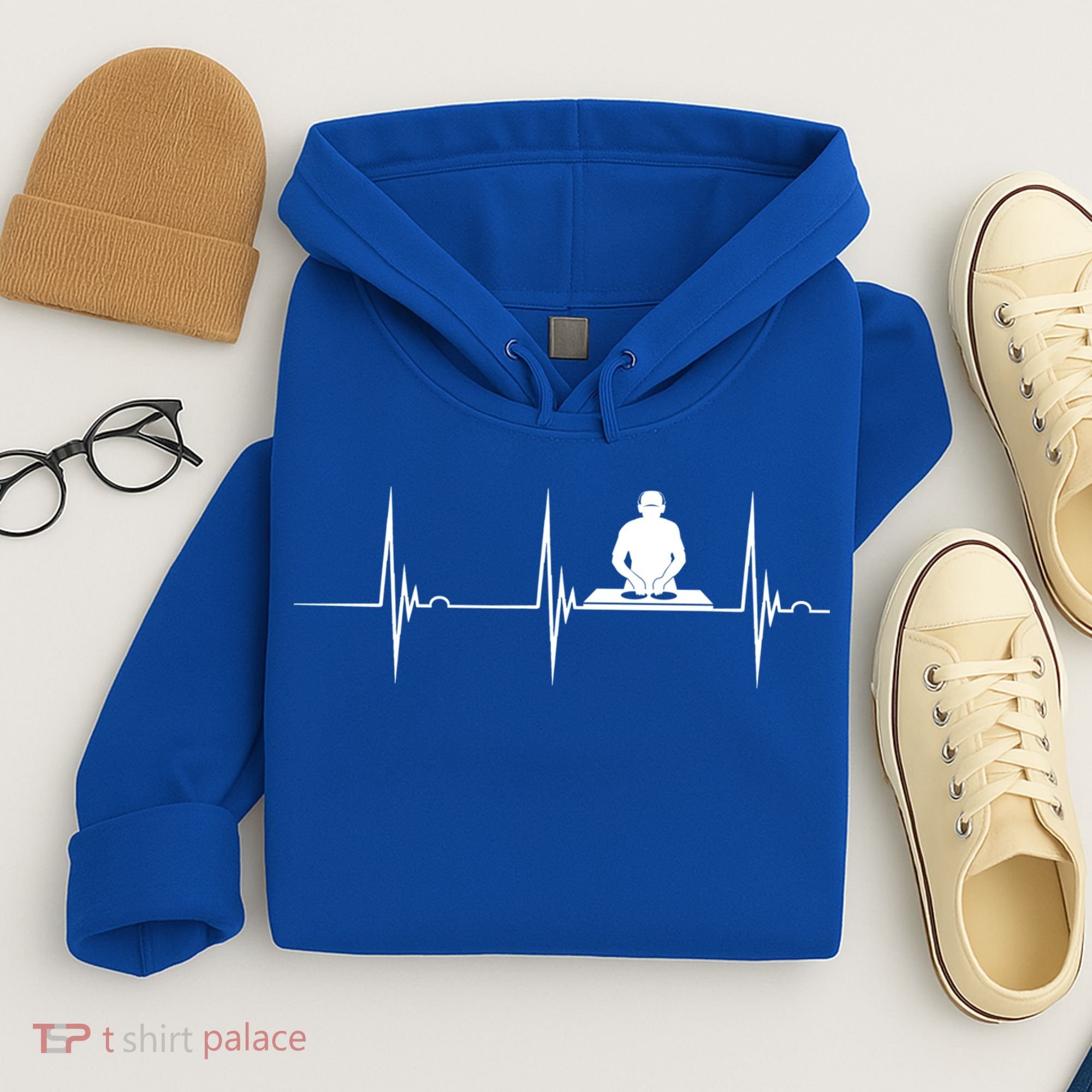 Turntable Dj Dance Music Heartbeat Ekg Pulse Dj Techno Gift Hoodie
