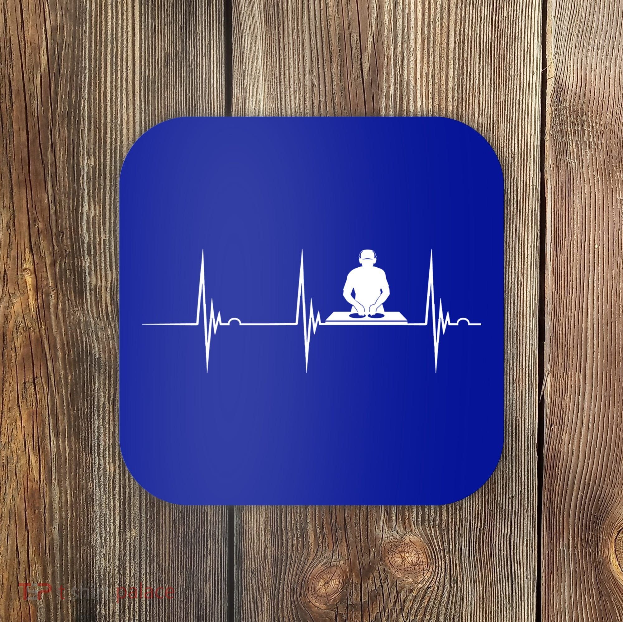 Turntable Dj Dance Music Heartbeat Ekg Pulse Dj Techno Gift Coaster