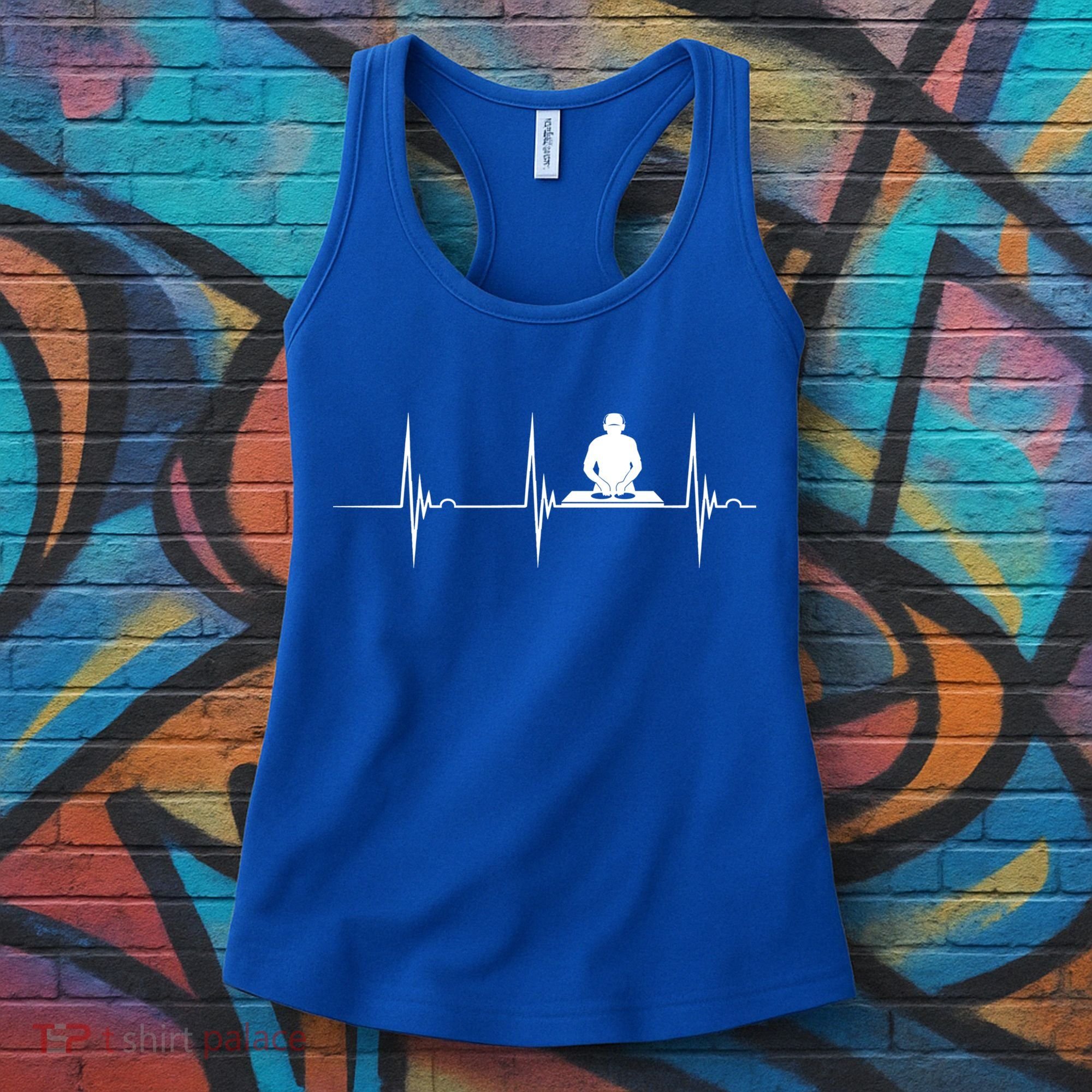 Turntable Dj Dance Music Heartbeat Ekg Pulse Dj Techno Gift Women's Tank Top