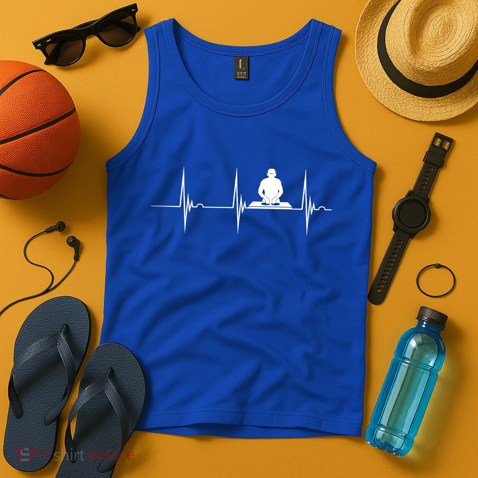 Turntable Dj Dance Music Heartbeat Ekg Pulse Dj Techno Gift Tank Top