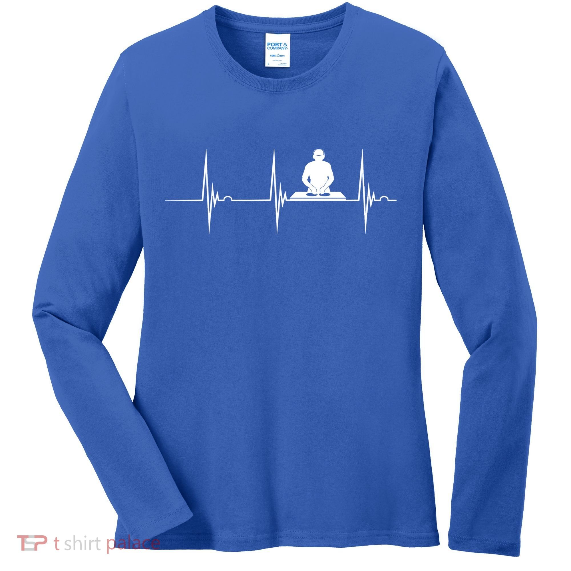 Turntable Dj Dance Music Heartbeat Ekg Pulse Dj Techno Gift Women's Long Sleeve Shirt
