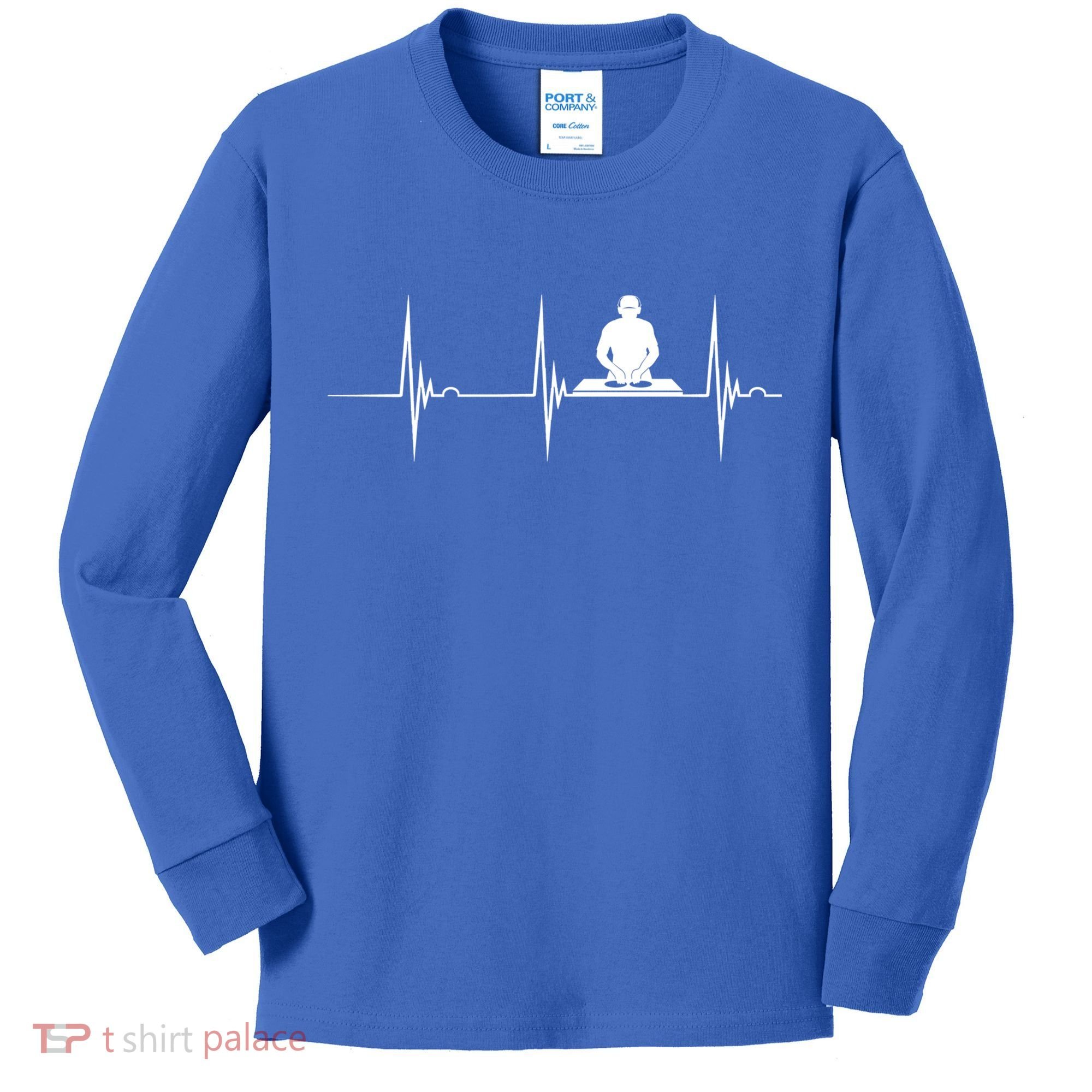 Turntable Dj Dance Music Heartbeat Ekg Pulse Dj Techno Gift Kids Long Sleeve Shirt