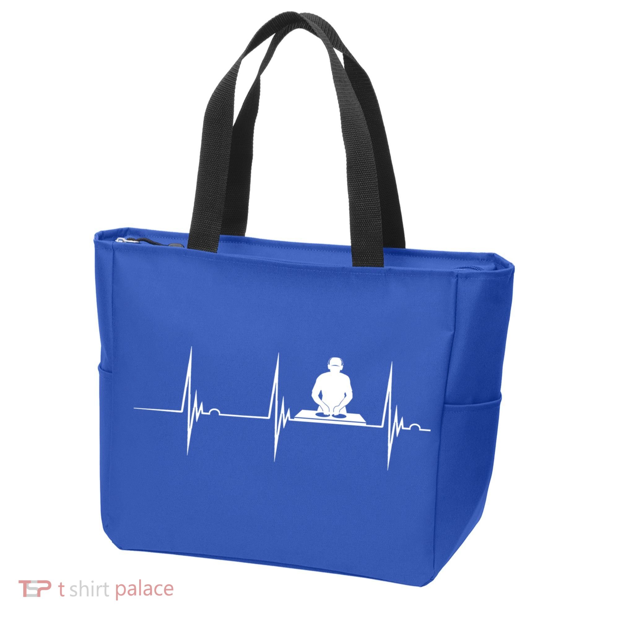 Turntable Dj Dance Music Heartbeat Ekg Pulse Dj Techno Gift Tote Bag