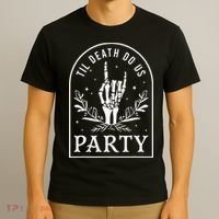 Til Death Do Us Party Retro Halloween Bachelorette Matching T-Shirt thumb 3