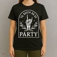 Til Death Do Us Party Retro Halloween Bachelorette Matching T-Shirt thumb 4
