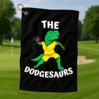 The Dodgesaurs Dodgeball Team Name Funny Dinosaur Dodgeball Golf Towel thumb 1