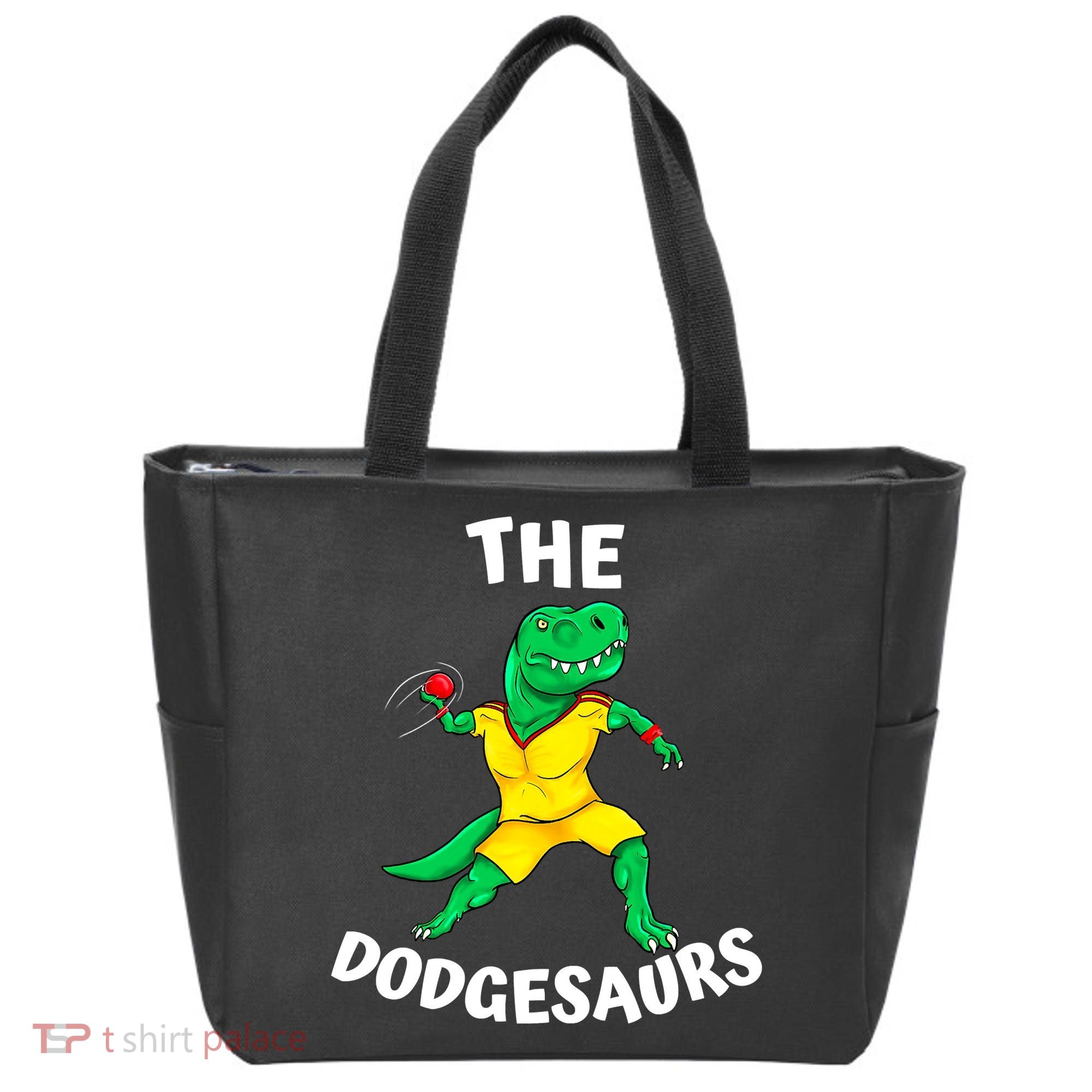 The Dodgesaurs Dodgeball Team Name Funny Dinosaur Dodgeball Tote Bag