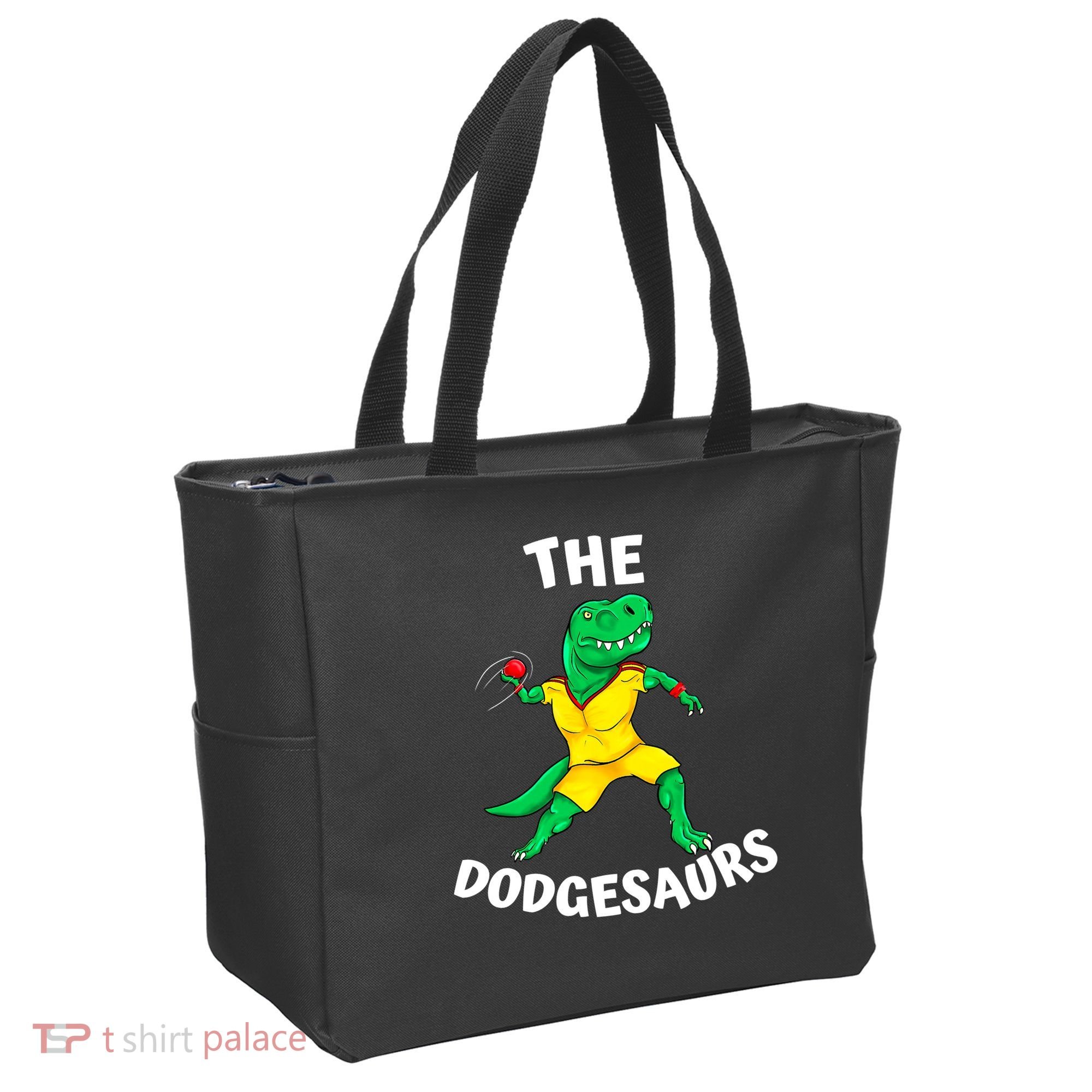 The Dodgesaurs Dodgeball Team Name Funny Dinosaur Dodgeball Tote Bag
