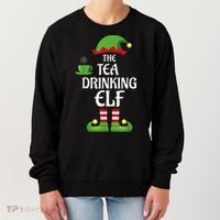 Tea Drinking Elf Family Matching Group Christmas Women's Sweatshirt thumb 0