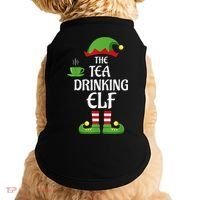 Tea Drinking Elf Family Matching Group Christmas Doggie Tank thumb 0